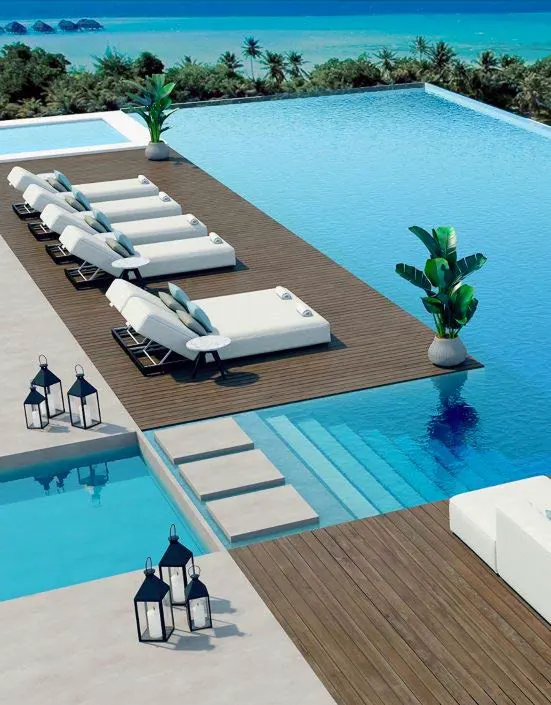 Swimming pool with lounge chairs